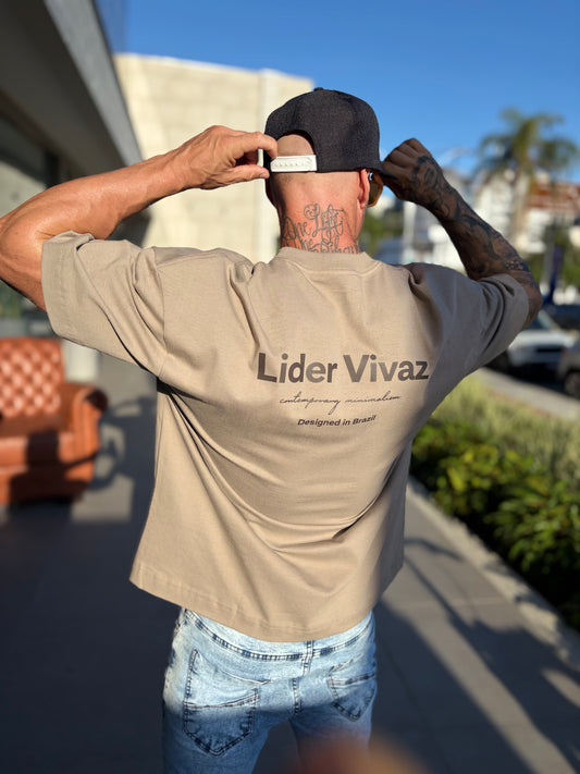 Camiseta Oversized LV Minimalism Bege