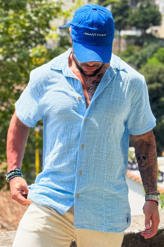 CAMISA MANGA CURTA RÚSTICA - AZUL BEBÊ