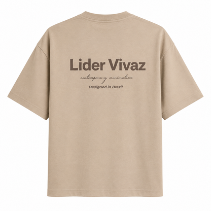 Camiseta Oversized LV Minimalism Bege