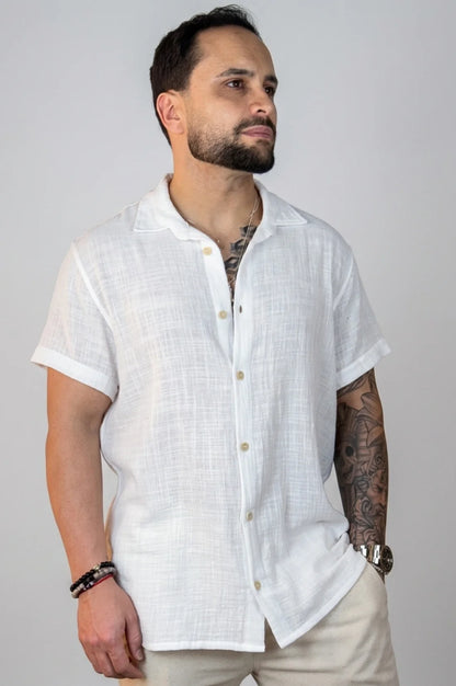 CAMISA MANGA CURTA RÚSTICA - OFF WHITE