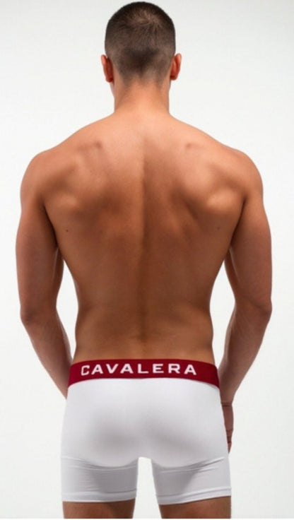 Cueca Cavalera Branca Boxer Vermelha Logo