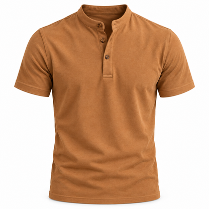Camiseta Gola Henley Caramelo