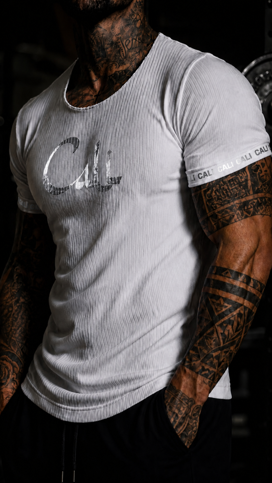 Camiseta Cali Canelada White Silver