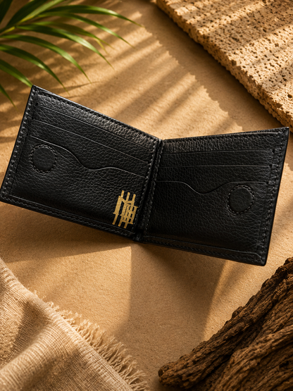 Carteira Mahe Black Gold em couro