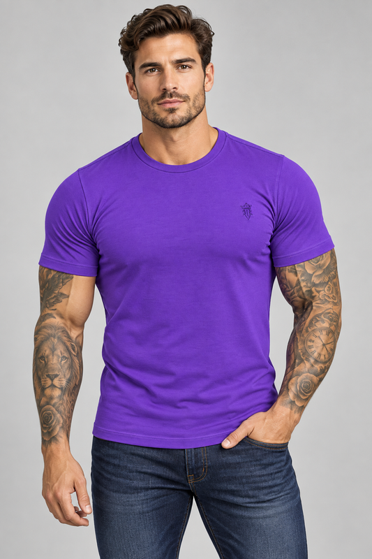 Camiseta de algodão roxa