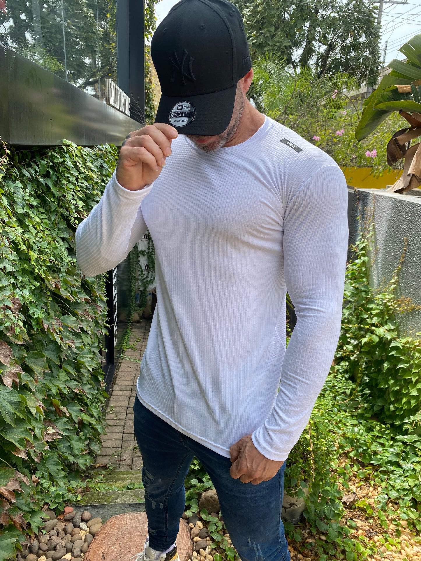 Camiseta Manga Longa Canelada White