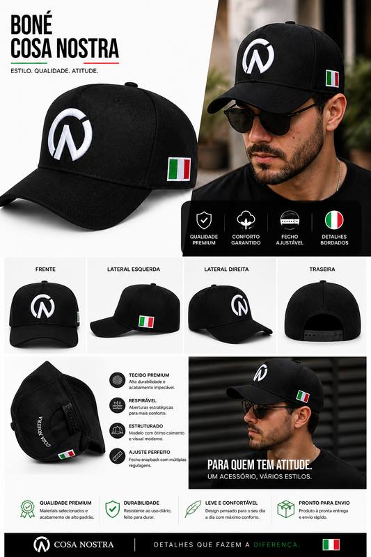 Boné Cosa Nostra Aba Curva Itália Black