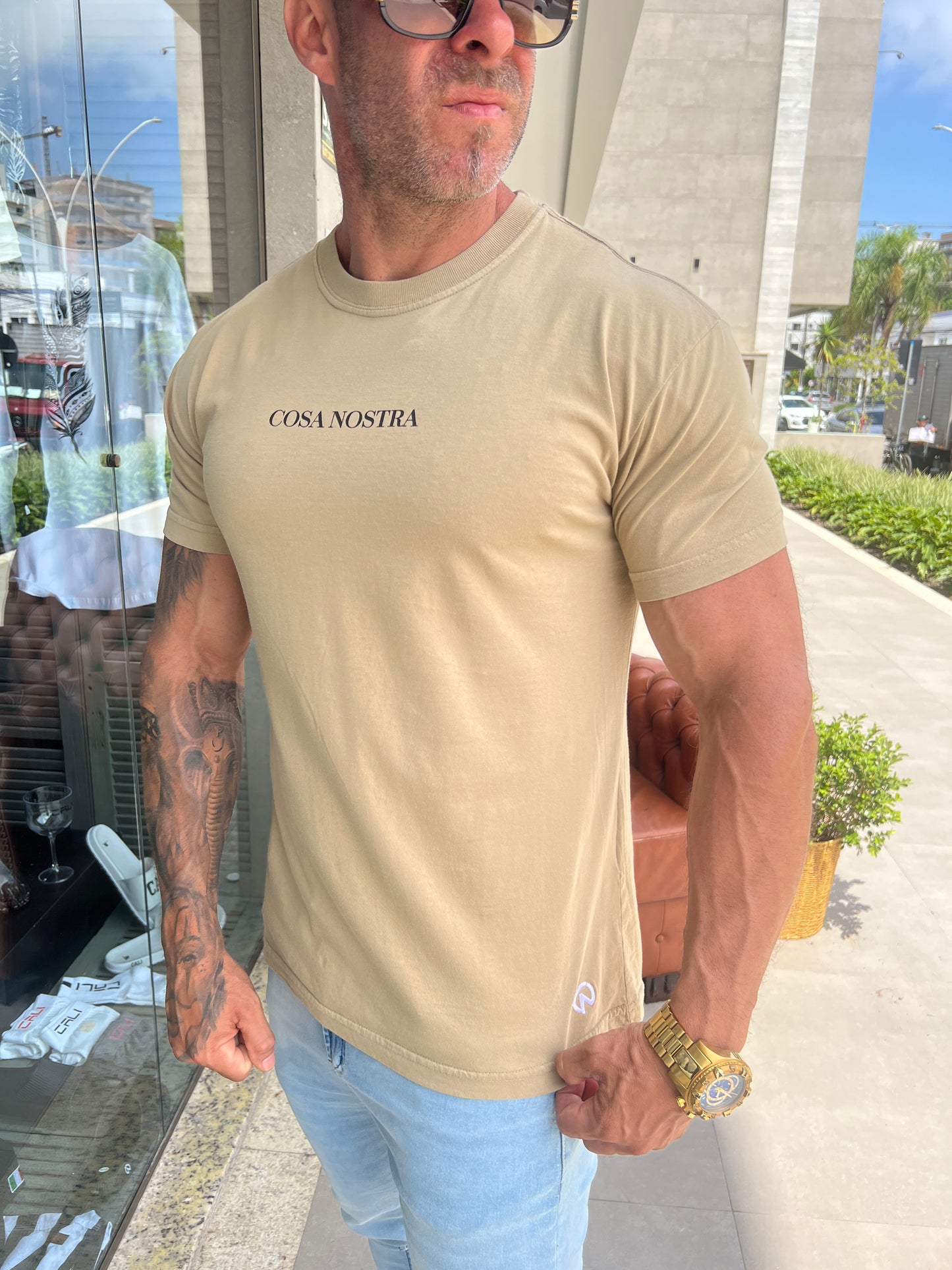 Camiseta Cosa Nostra Bege