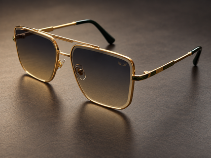 Óculos de Sol Vincit Premium Gold Green Fashion Luxo