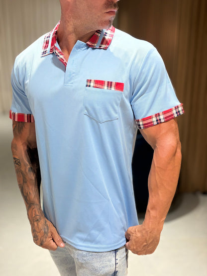 Camiseta Polo Celeste