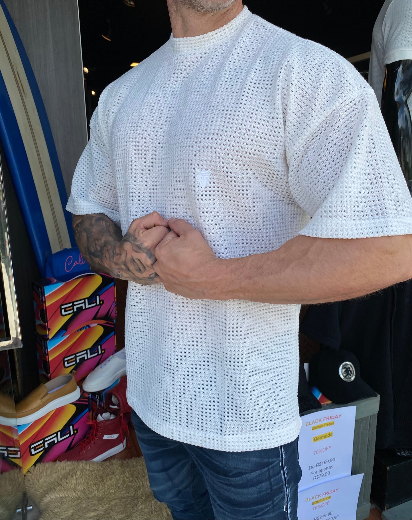 Camiseta Over Off White Tricot