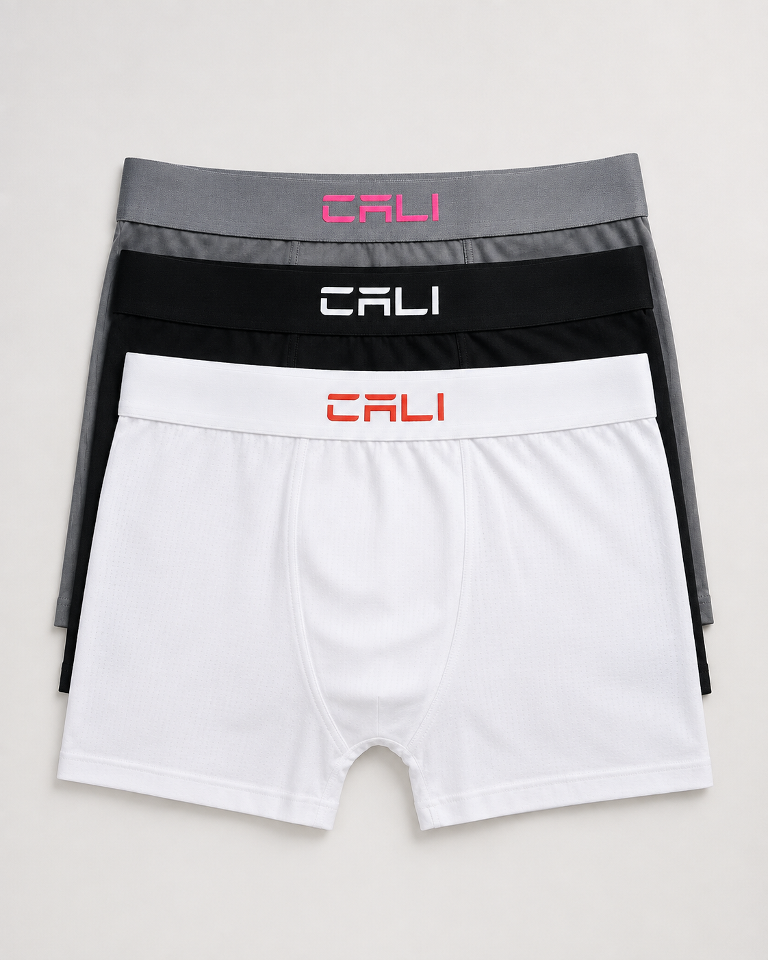 Kit com 3 Cuecas Cali Branca/Preta/Cinza