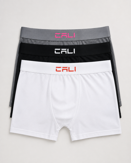 Kit com 3 Cuecas Cali Branca/Preta/Cinza