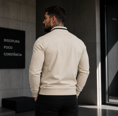Jaqueta Rick em Couro Off White Ziper