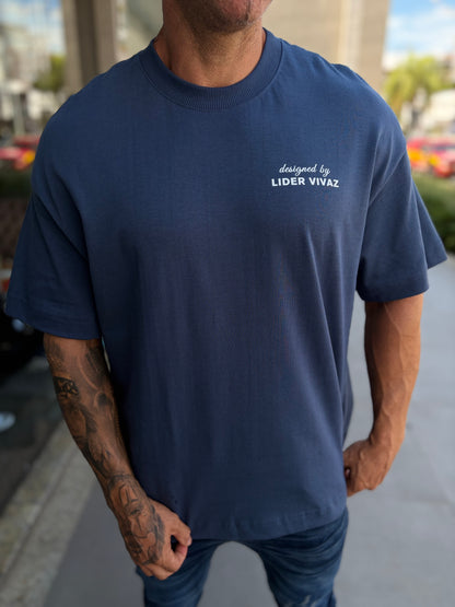 Camiseta Oversized LV Minimalism Blue