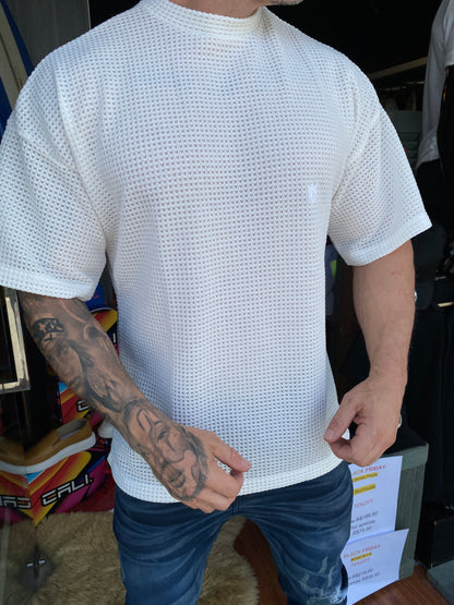 Camiseta Over Off White Tricot