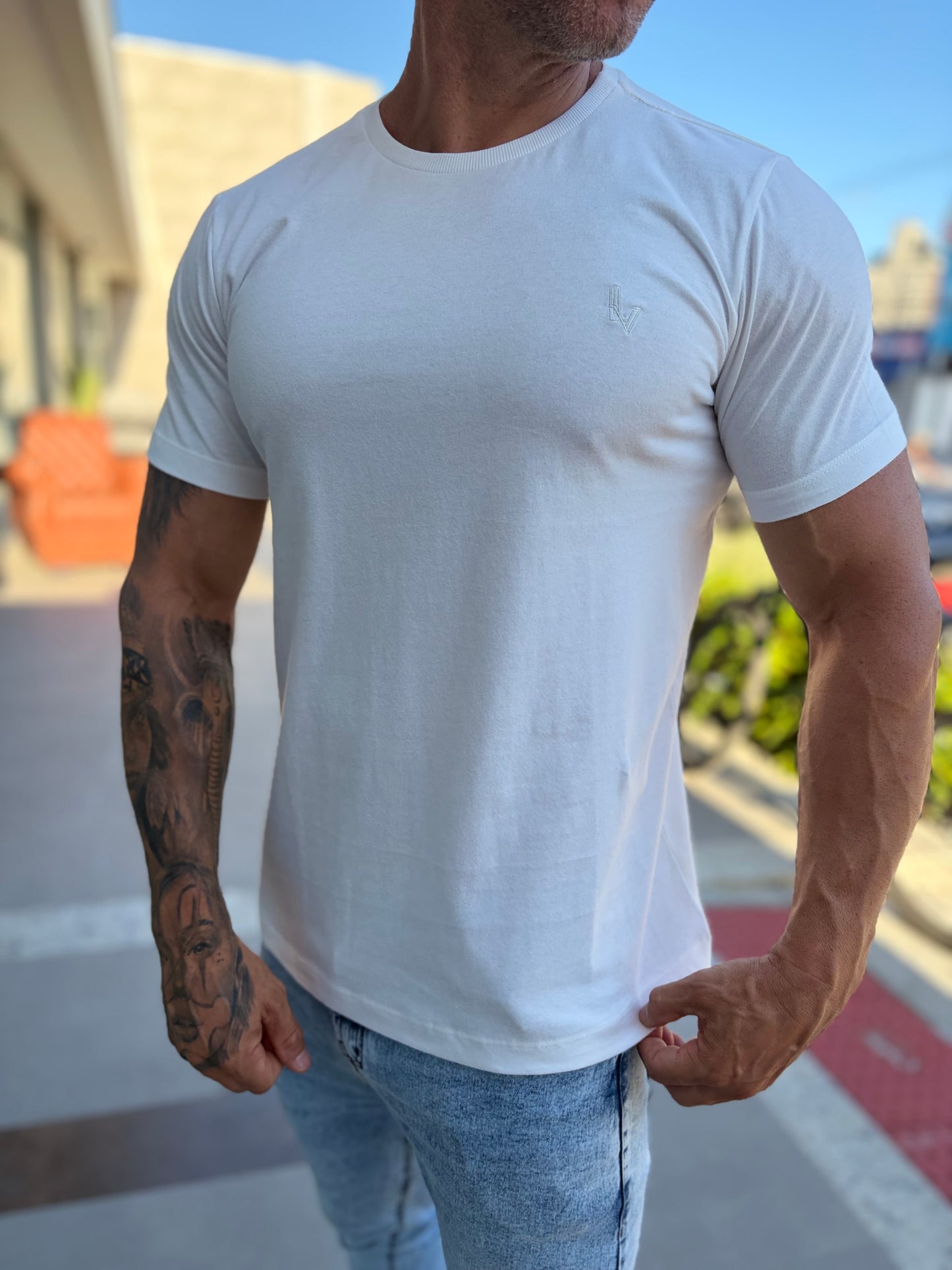 Camiseta LV Semi Long Slim Off White