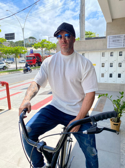 Camiseta Over Off White Tricot