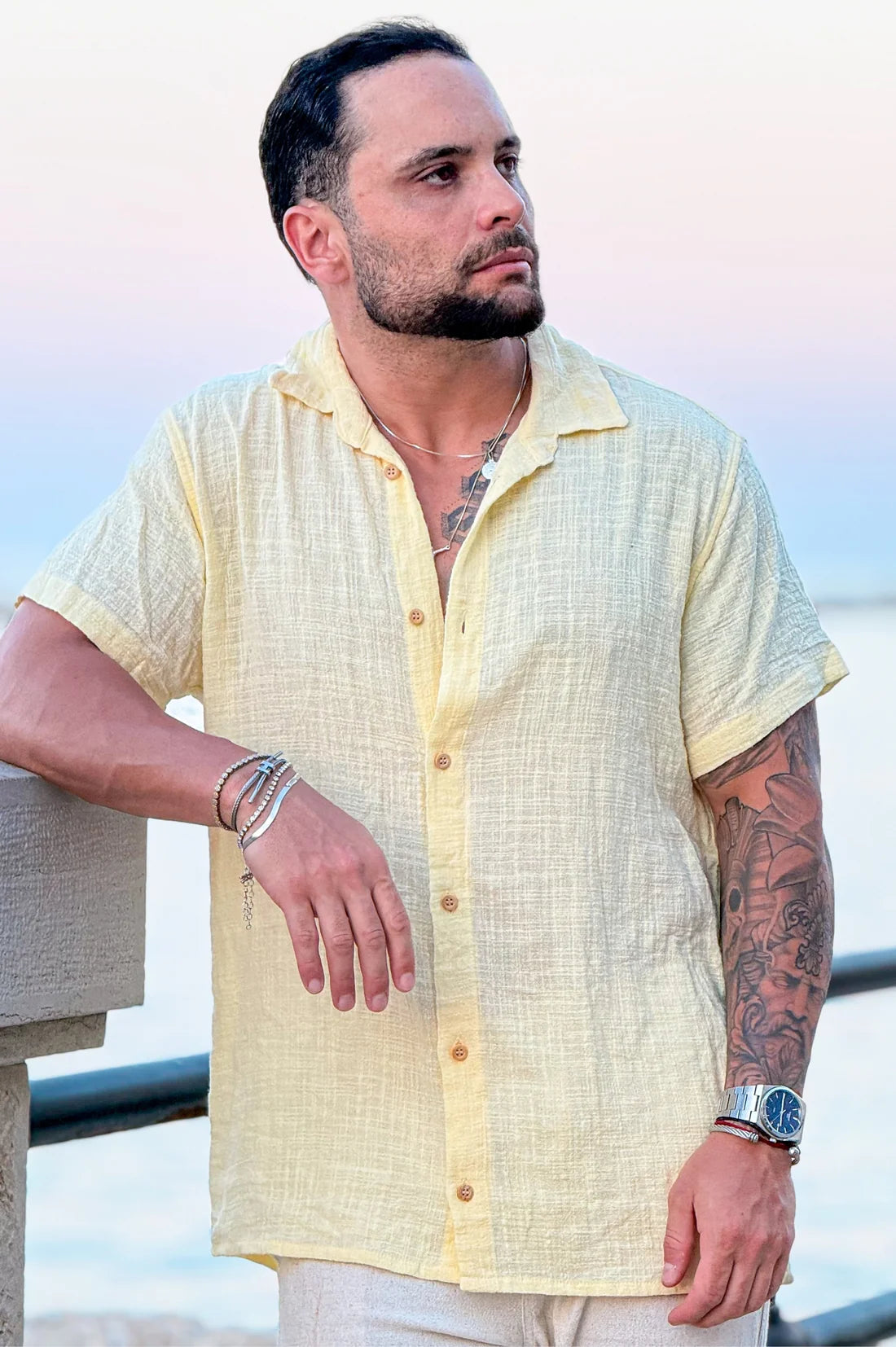 CAMISA MANGA CURTA RÚSTICA - AMARELO