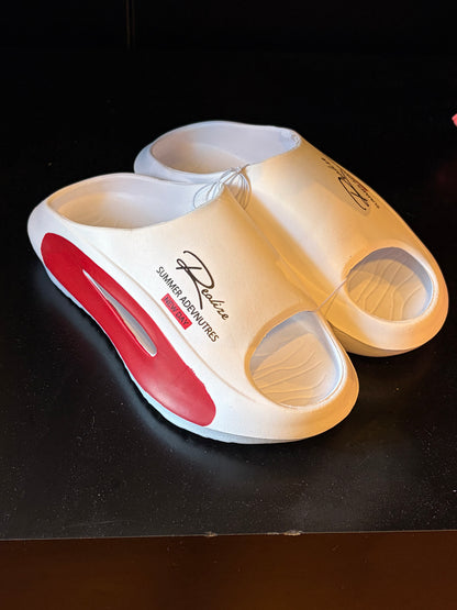 Chinelo Nuvem White Red Super Leve