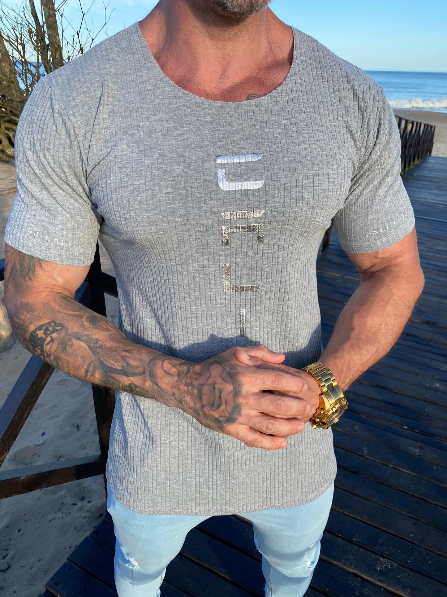 Camiseta Cali Canelada Grey