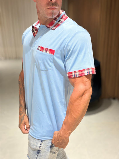 Camiseta Polo Celeste