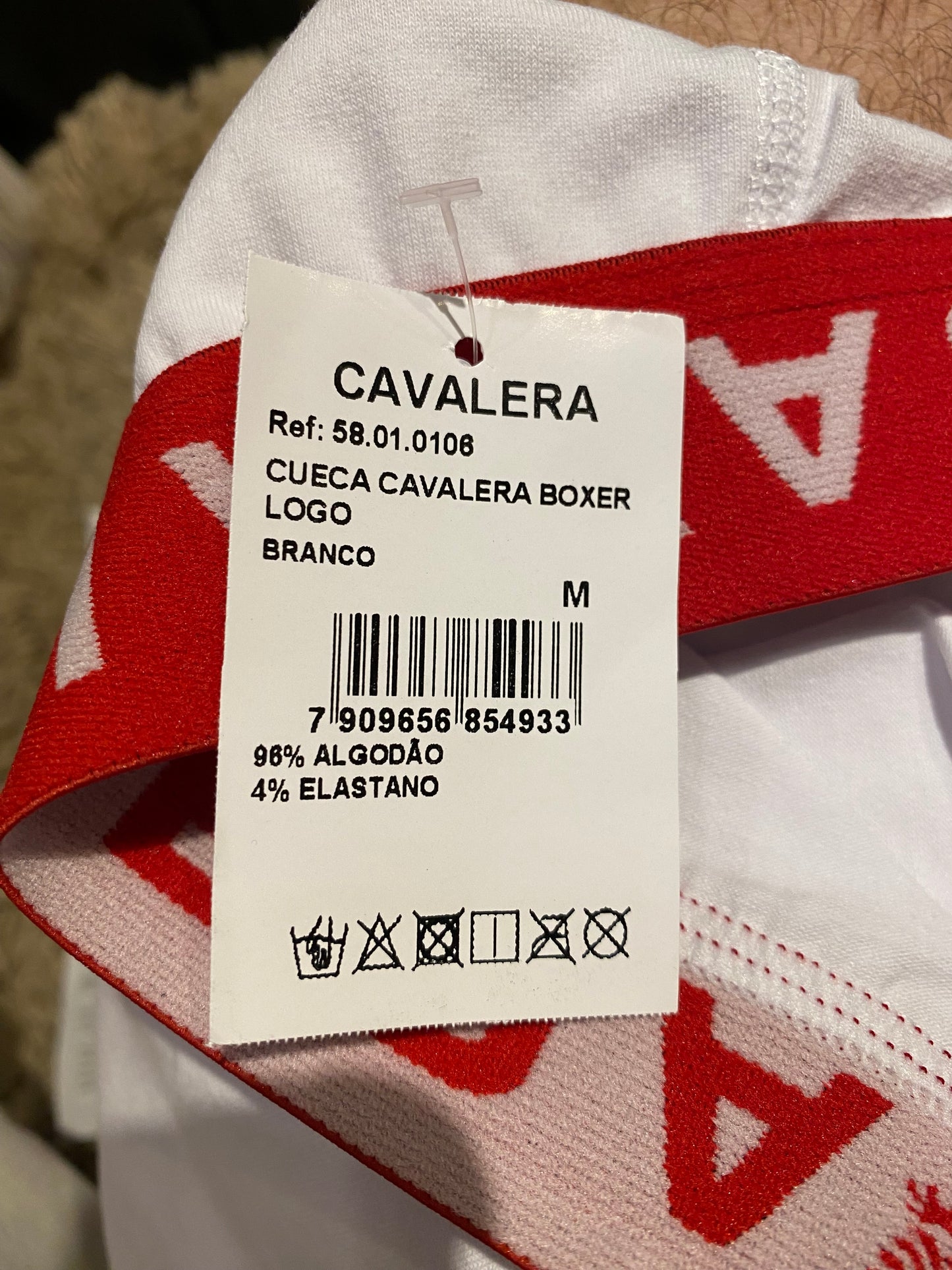 Cueca Cavalera Branca Boxer Vermelha Logo