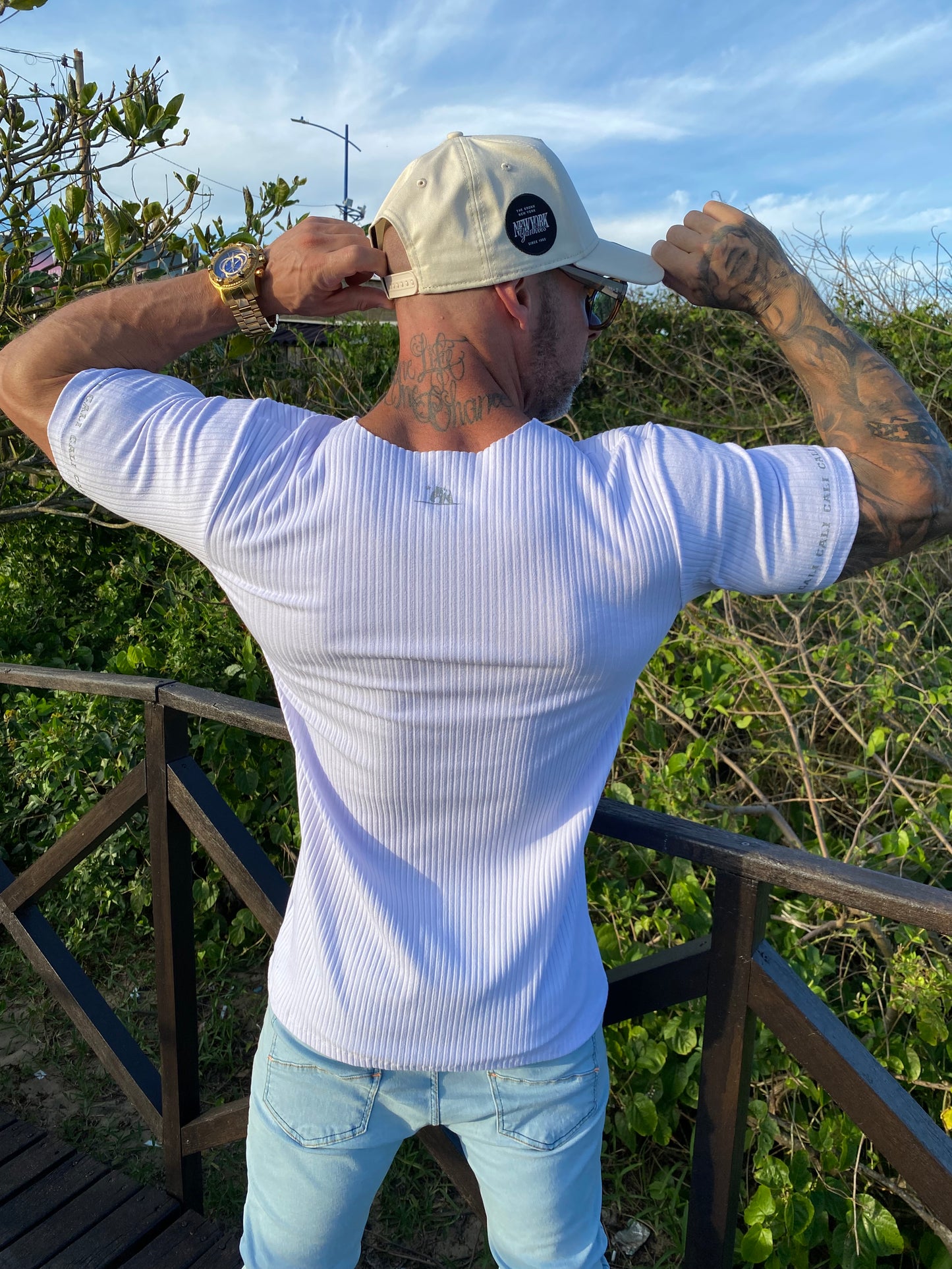 Camiseta Cali Canelada White Silver