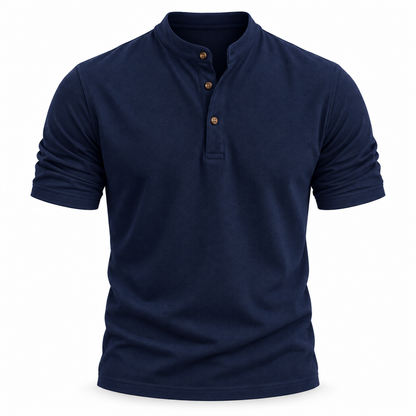 Camiseta Gola Henley Marinho