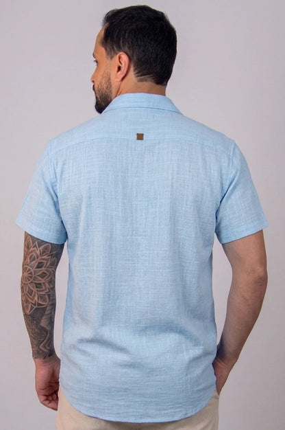 CAMISA MANGA CURTA RÚSTICA - AZUL BEBÊ