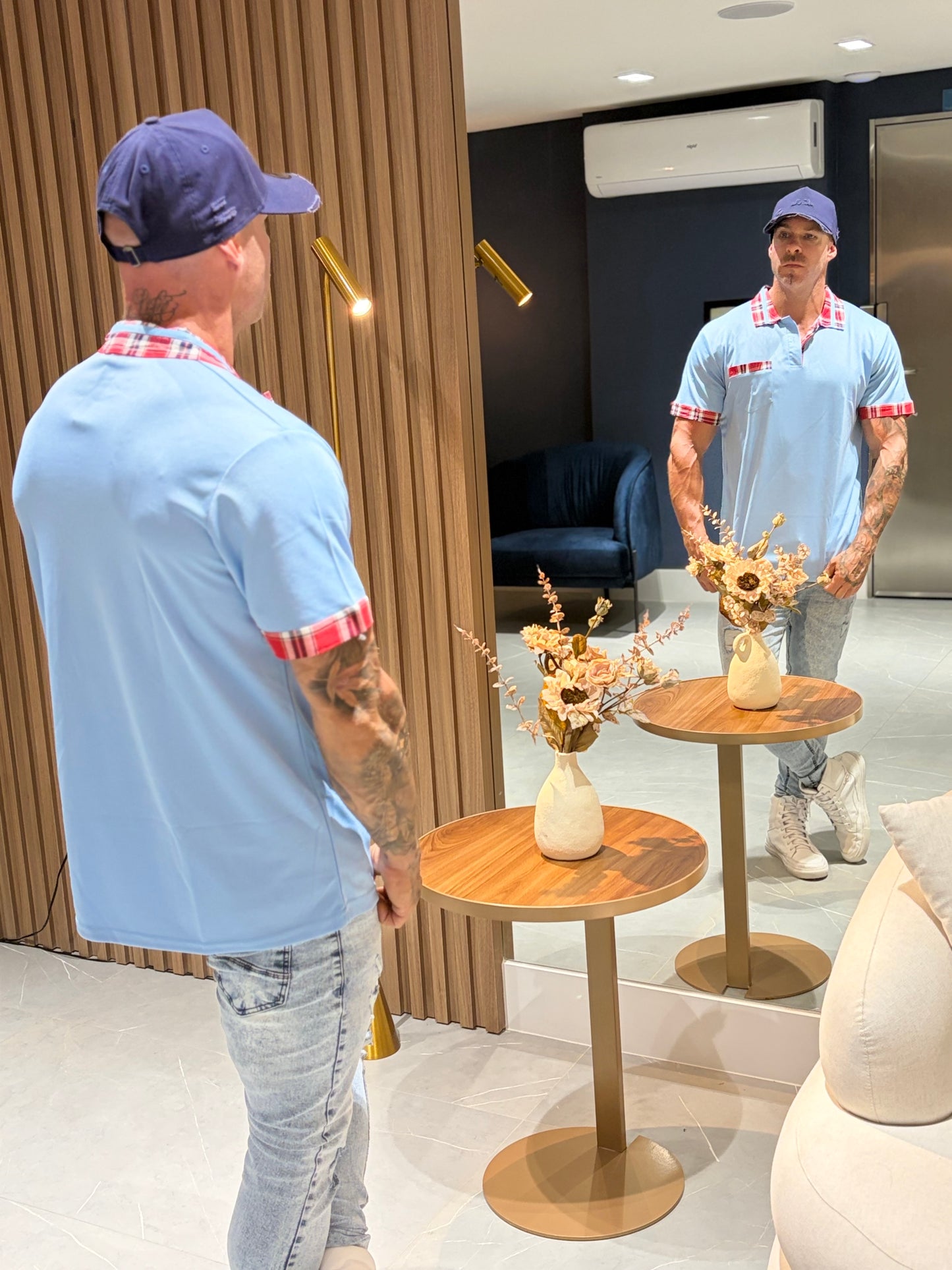 Camiseta Polo Celeste