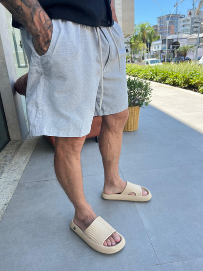 Short Mauricinho Linho Cinza Claro