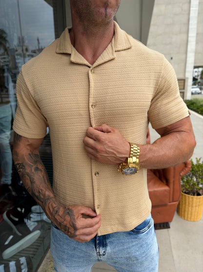 Camisa Resort Mikonos Linho Bege