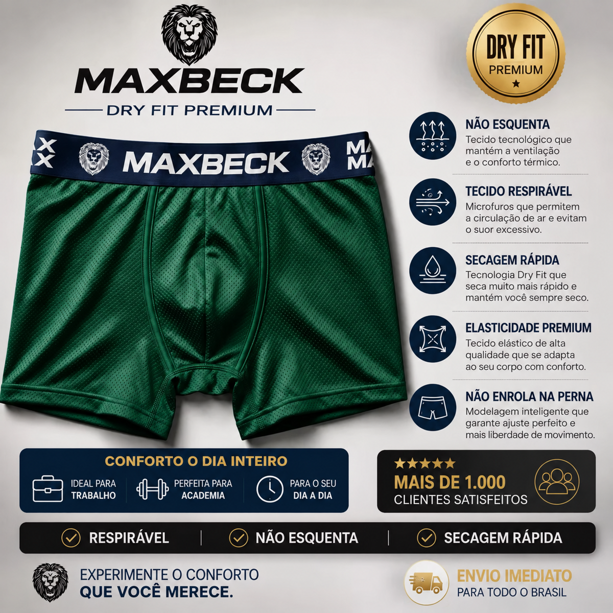 Kit com 3 Cuecas Boxer