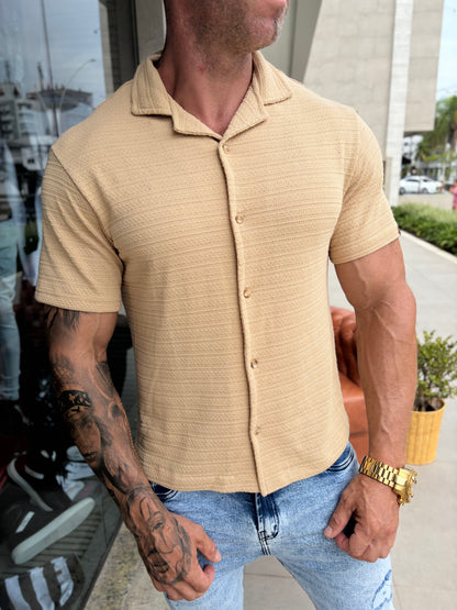 Camisa Resort Mikonos Linho Bege