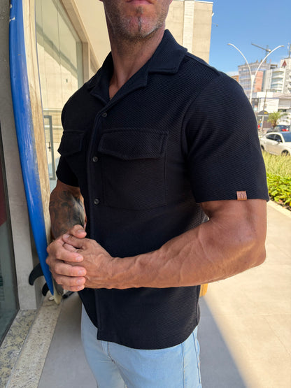 Camisa Resort Milos Bolsos Preto