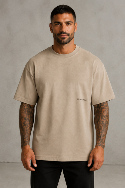 Camiseta Oversized LV Minimalism Bege