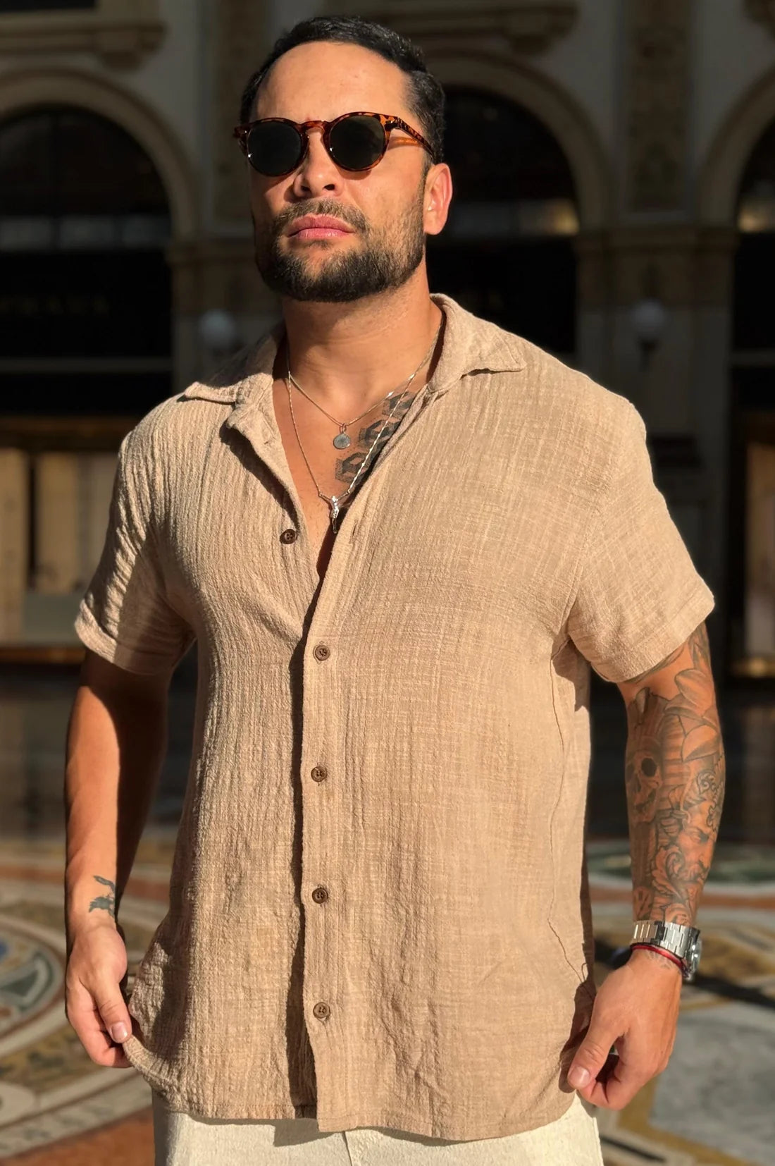 CAMISA MANGA CURTA RÚSTICA - SAFARI