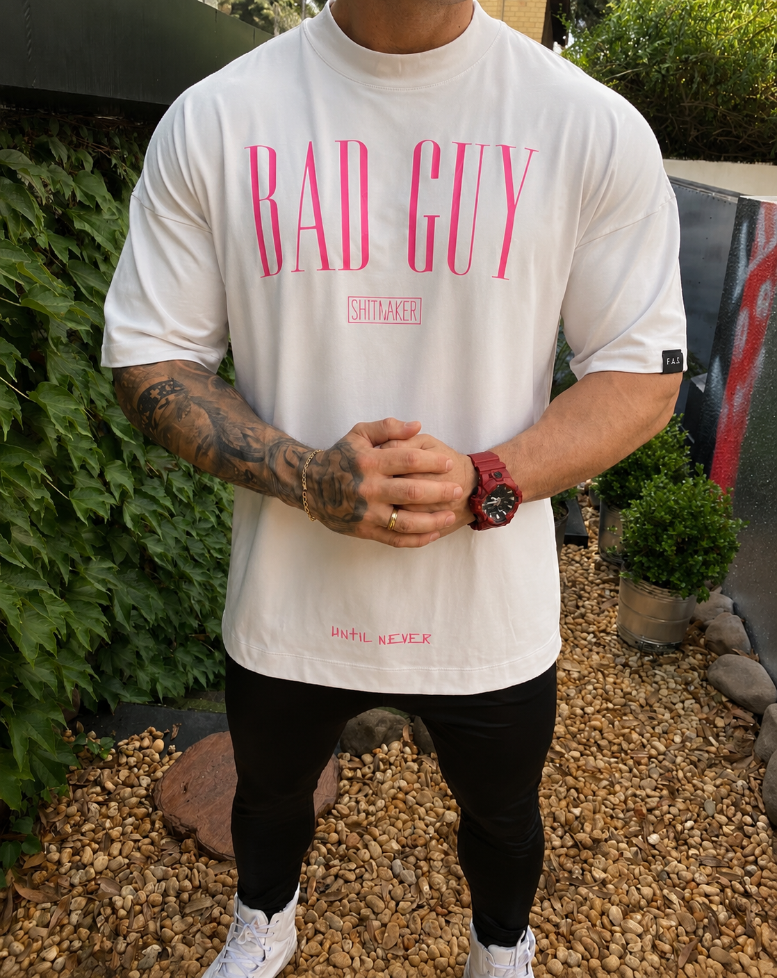 Camiseta Oversized Bad White Pink