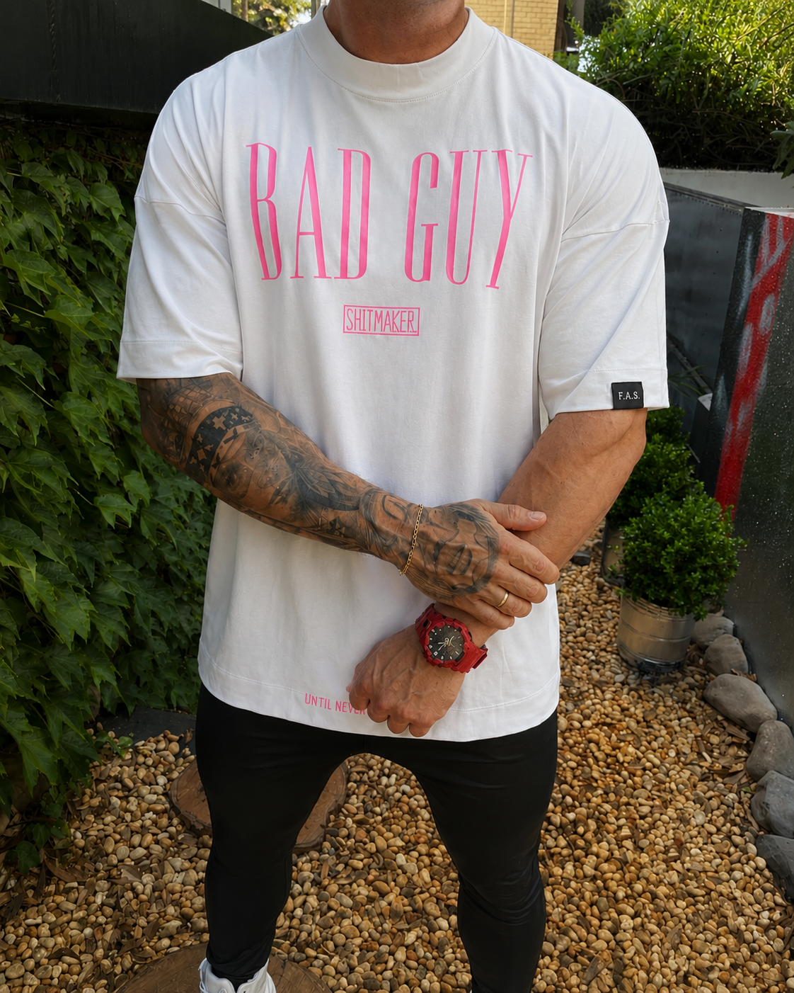 Camiseta Oversized Bad White Pink