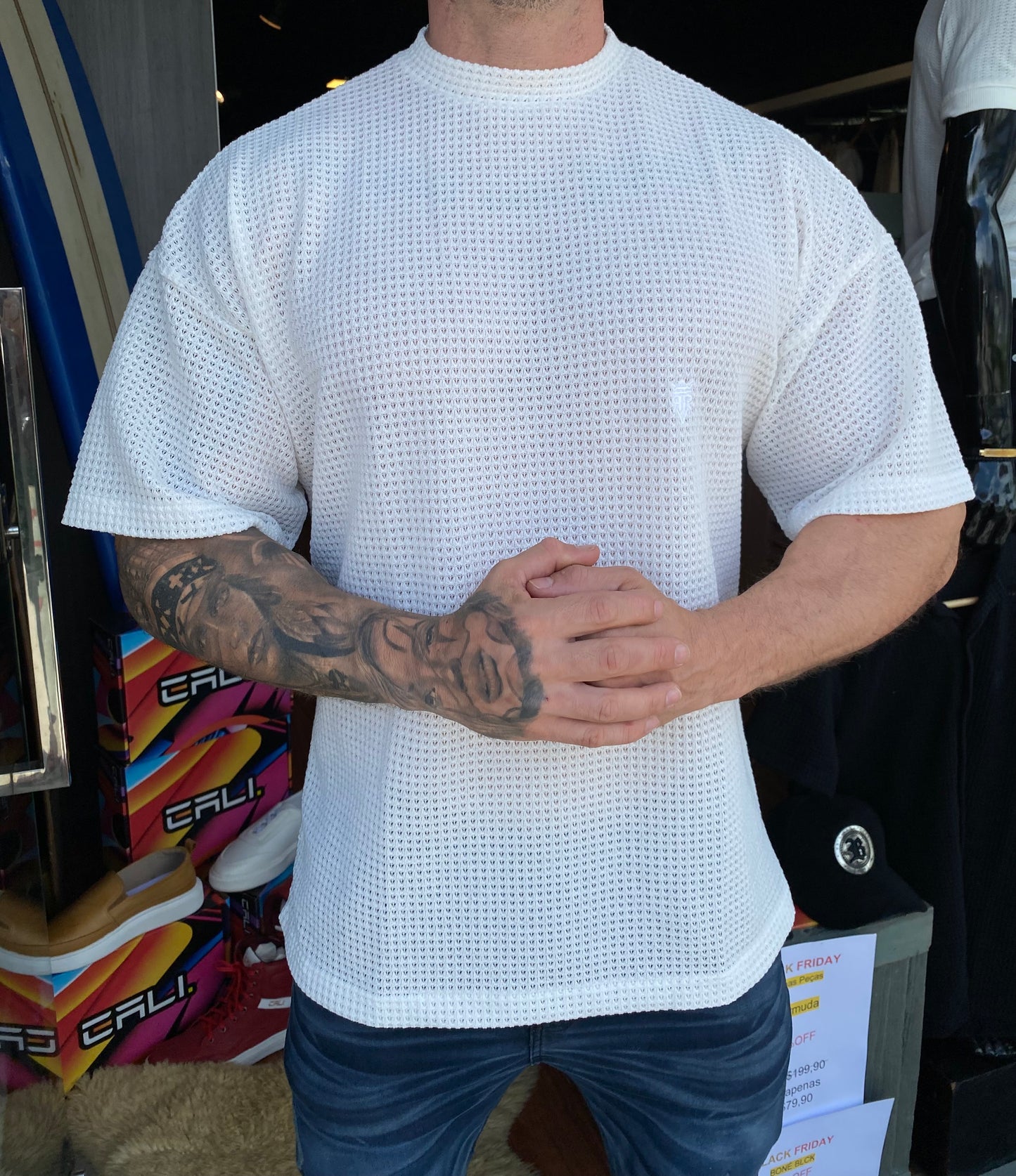 Camiseta Over Off White Tricot