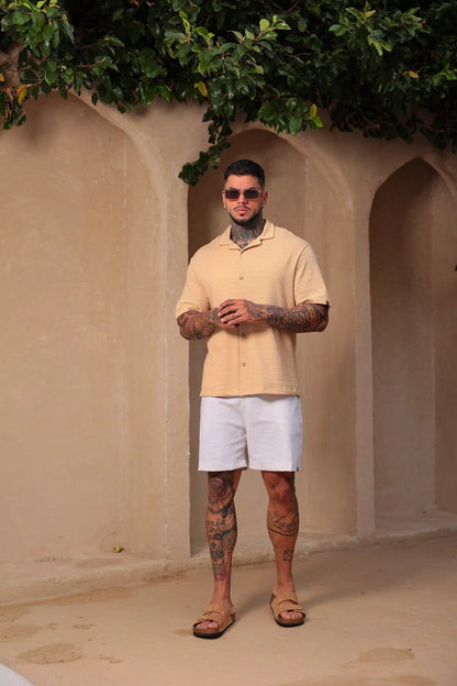 Camisa Resort Mikonos Linho Bege