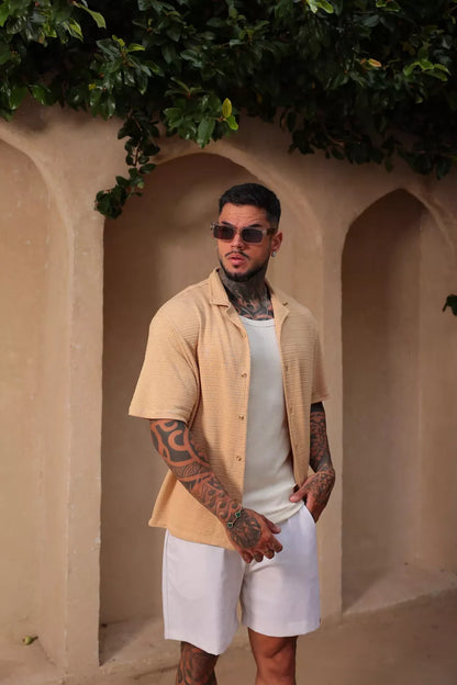 Camisa Resort Mikonos Linho Bege