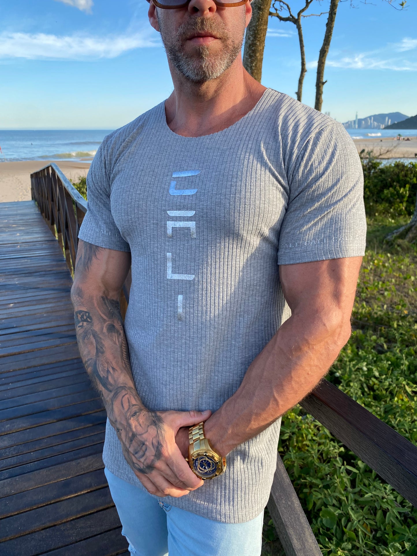 Camiseta Cali Canelada Grey