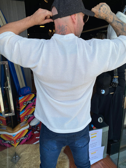 Camiseta Over Off White Tricot