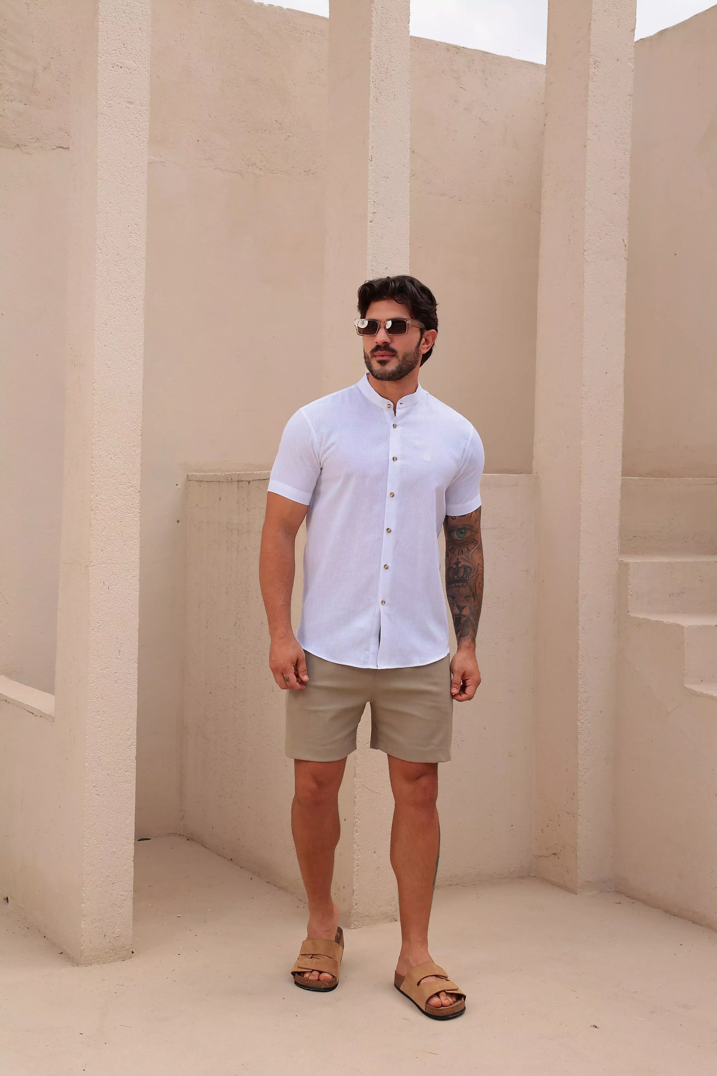 Camisa Gola Padre Linho Branca