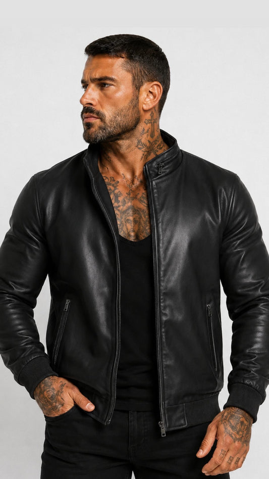 Jaqueta Rick em Couro Black Ziper Premium