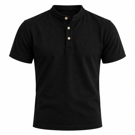 Camiseta Gola Henley Black