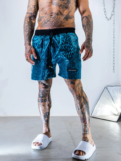 Shorts Leopard - Electric Blue