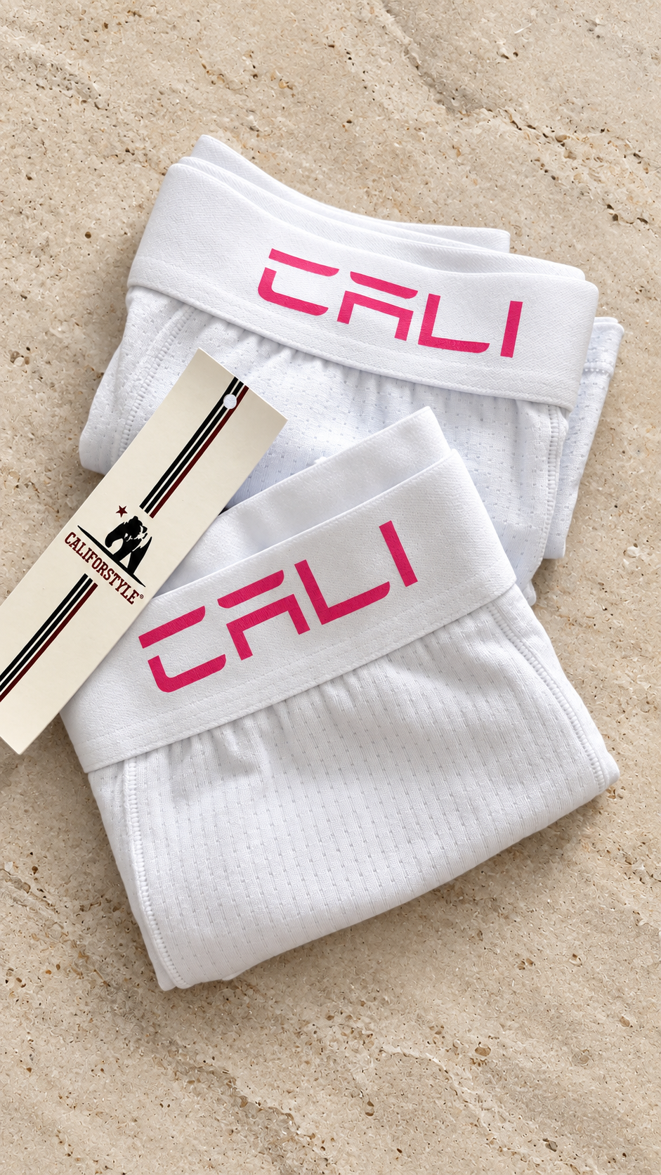 Kit com 2 Cuecas Boxer Cali Branca Rosa
